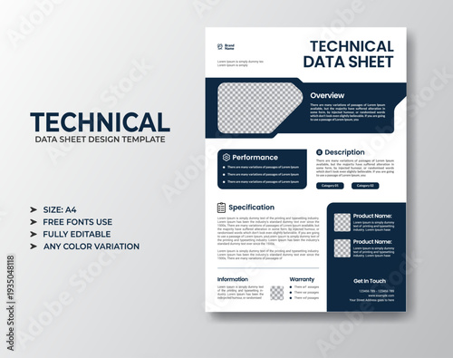 Bild auf Leinwand Technical Data Sheet Design