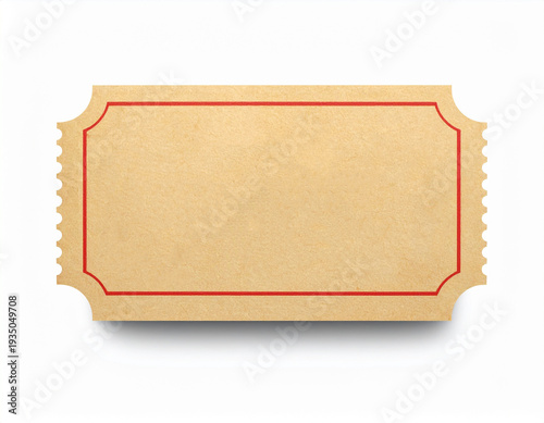 Customizable ticket mock up isolated on white background