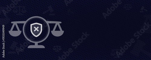 Security Law and Privacy Protection Scale Icon with Shield Symbol and Copy Space Vector