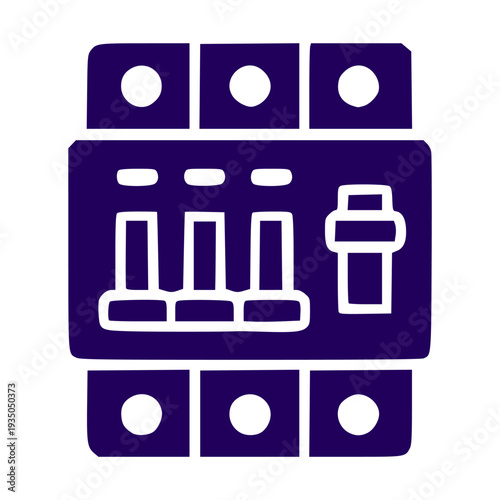 Electrical Circuit Breaker Panel Icon with Switches and Buttons.