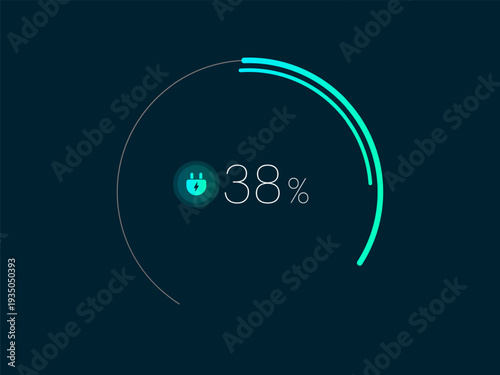 Electric Vehicle battery charging Dashboard UI with minimalist Circles battery charging processing vector illustration design concept Representing EV Car, UI design, application, clean energy, innovat