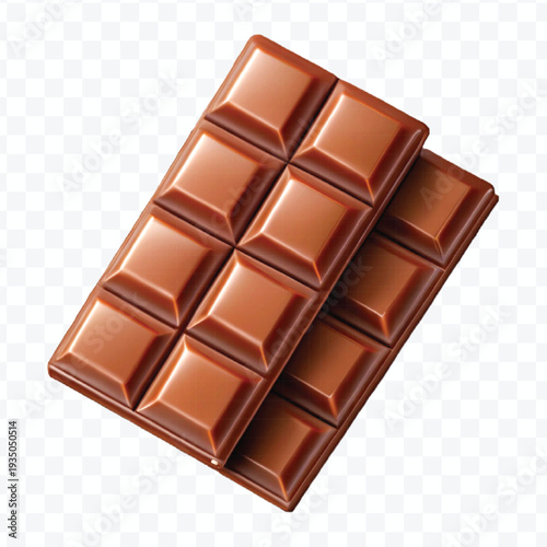 abstract 3d milk chocolate bar pieces in different style isolated on transparent background	