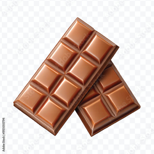abstract 3d milk chocolate bar pieces in different style isolated on transparent background	