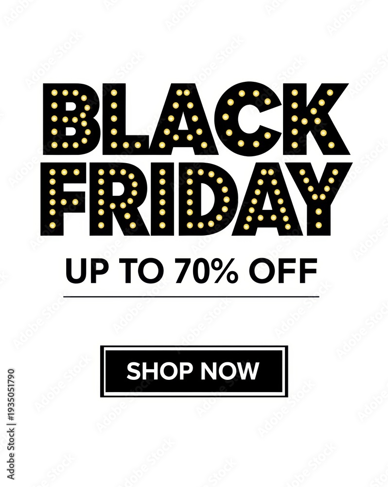 Obraz premium Black friday sale banner advertising up to 70 percent off with a shop now button