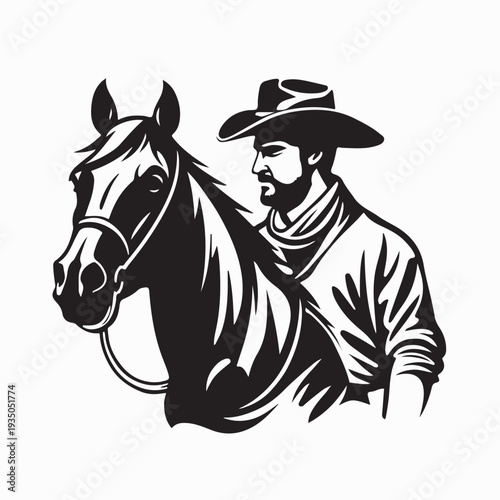 Cowboy on Horse Vector Illustration for Western Design