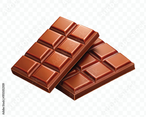 abstract 3d milk chocolate bar pieces in different style isolated on transparent background	