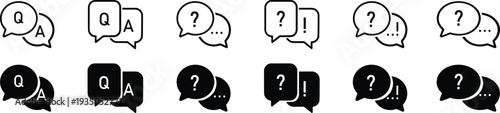 Black and white speech bubbles with question marks