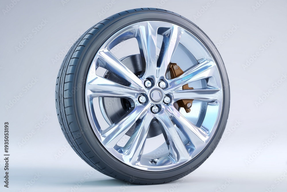 Obraz premium A sporty car wheel rim against a pure white background