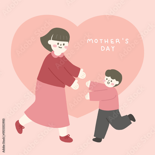 Mother's day template with mother and child illustration.