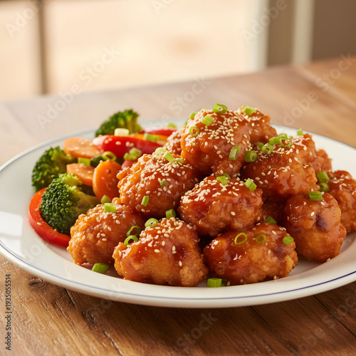 Fried crispy chicken with sweet and sour sauce