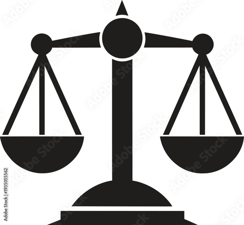 Black silhouette of a balance scale on a white background