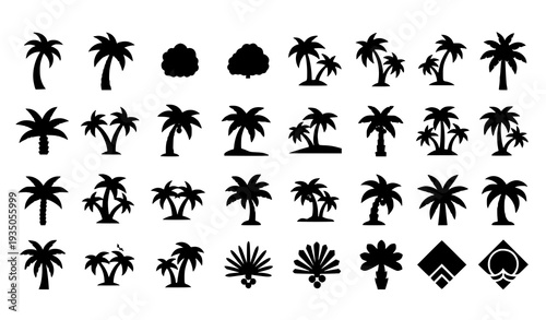 Modern Palm Tree Logo Icons with Minimal Tropical Linear Vector Symbols