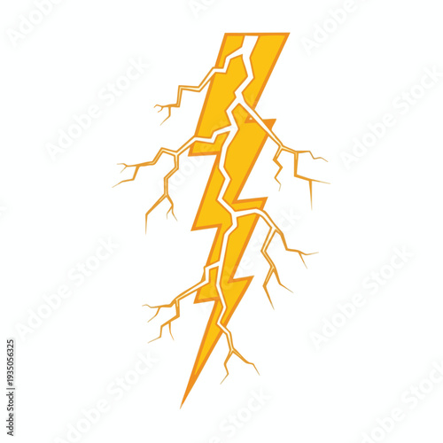 Bright Yellow Lightning Bolt Illustration for Power and Energy Topics