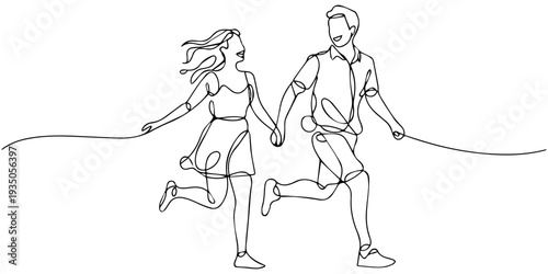 continuous one line drawing Vector illustration of couple skipping rope