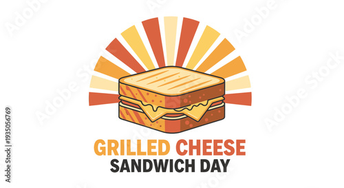 Grilled Cheese Sandwich Illustration with Sunburst.