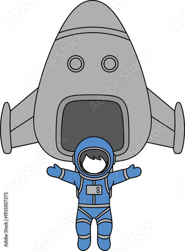 Cute Space Explorer Kid Vector Art