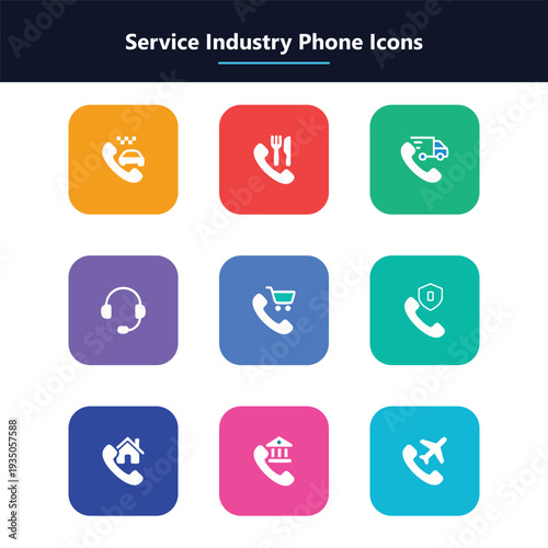 Service industry customer support telephone icon set