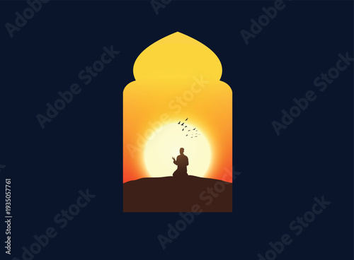 Eid Mubarak Islamic background template vector Illustration.