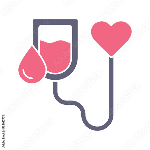 Blood Donation Bag and Heart flat color