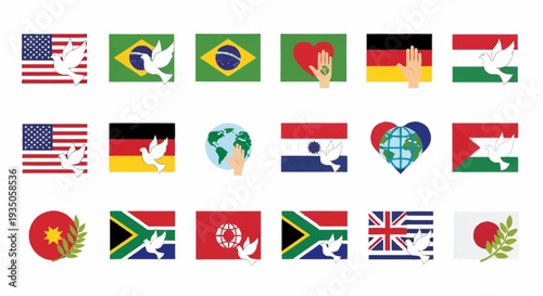 Collection of International Flags Representing Global Unity and Diversity.