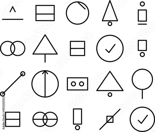 Abstract geometrical shapes forming a modern, minimalist pattern. Clean lines and simple forms create a visual experience, ideal for design.