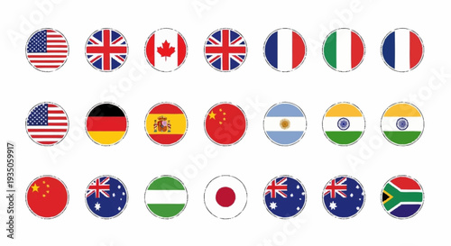 Collection of International Country Flags Representing Global Unity.