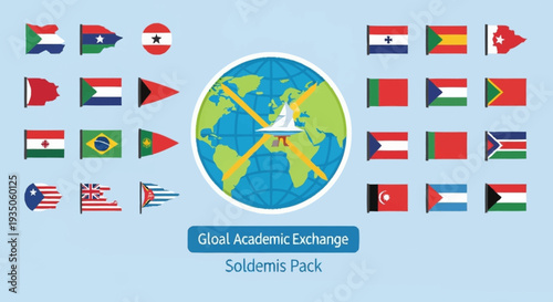 Global Academic Exchange Program Flags Representing Countries Around the World.