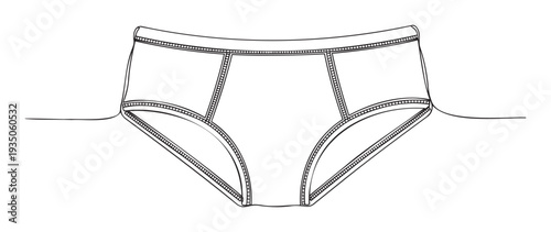 A simple minimalist line drawing of mens underwear briefs perfect for apparel design projects and fashion catalog presentations or clothing advertisement
