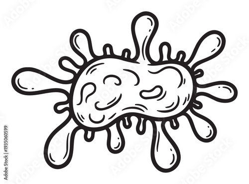 Handdrawn doodle style germ or virus icon perfect for educational health content, biology studies, or childrens materials about sickness and hygiene