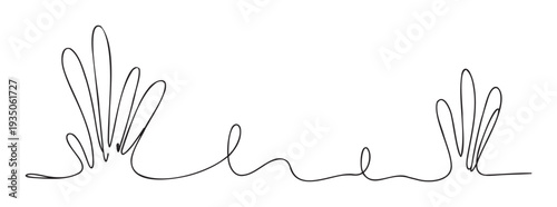 Elegant continuous line art creating abstract organic plant shapes with a natural flowing aesthetic, ideal for sophisticated web page framing, presentation slide enhancements, and modern