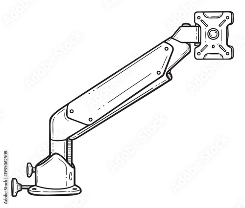 Gas spring articulating monitor arm with VESA compatibility providing a dynamic and spacesaving solution for computer screen placement and productivity.