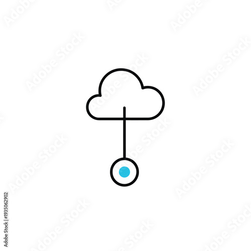 Modern digital cloud computing network icon representing data storage, synchronized information transfer, and secure online infrastructure connectivity