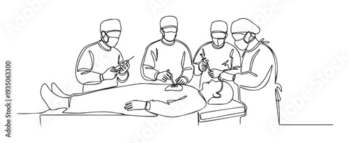 Professional medical team conducting an intricate surgical procedure on a patient, suitable for illustrating hospital services, healthcare education, and medical training materials.