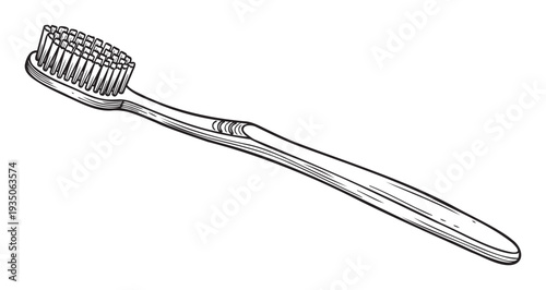 Simple line drawing of a classic toothbrush for personal hygiene and dental care campaigns, suitable for educational materials, health blogs, or product related print and digital media.