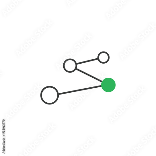 Abstract representation of a network connection with a single green node highlighted, symbolizing a central point or data transfer