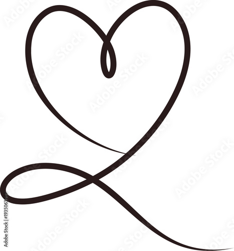 Minimalist continuous line drawing of a heart shape. 