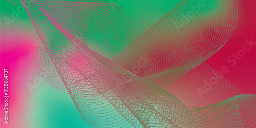 Abstract flowing wave background with smooth green and red gradient blend, soft mesh curves, vibrant modern design, dynamic layered lines, elegant fluid shapes, high resolution digital backdrop 