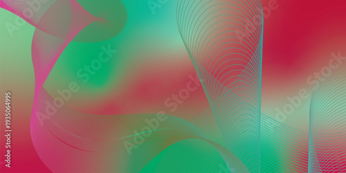 Abstract flowing wave background with smooth green and red gradient blend, soft mesh curves, vibrant modern design, dynamic layered lines, elegant fluid shapes, high resolution digital backdrop 