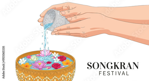 Hands Pouring Water into Flower Container.