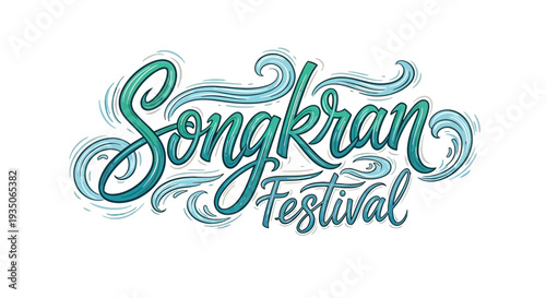 Songkran Festival Text Graphic Design Element.