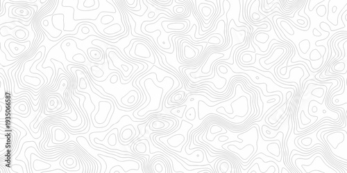 Minimal white topography line grid outline counter map. Landscape wavy topography relief discovery area white, black line background.
