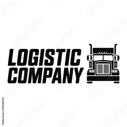 Logistic company logo featuring a black silhouette of a semi truck