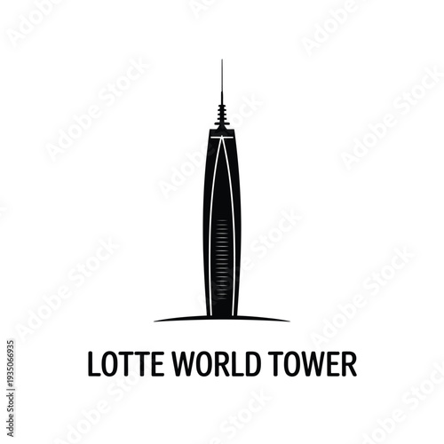 A striking black silhouette of the Lotte World Tower in Seoul