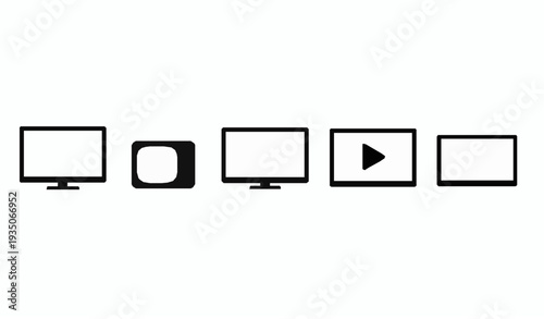 Television Silhouette Icon Vector Set for Web and Mobile App with TV Screen Symbol Collection