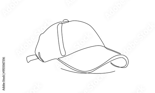 continuous line of baseball cap illustration