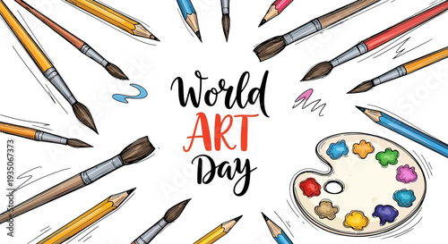 Colorful Pencils and Paints for Art.