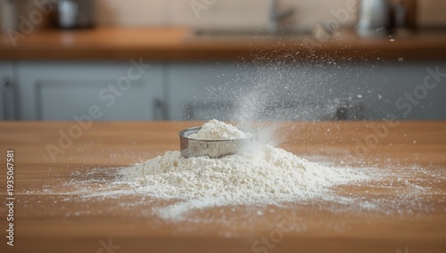 Flour poured out of a sifter