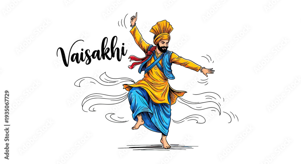 Fototapeta premium Man Dancing in Traditional Indian Clothing.