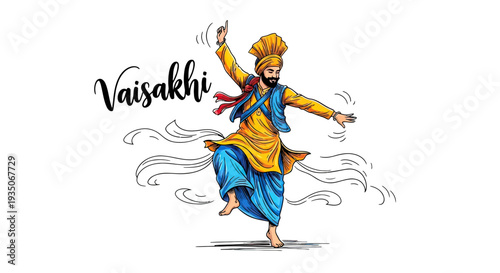 Man Dancing in Traditional Indian Clothing.