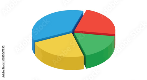A colorful 3d pie chart with four segments showcasing proportional data representation a graphical silhouette high quality professional detailed modern elegant